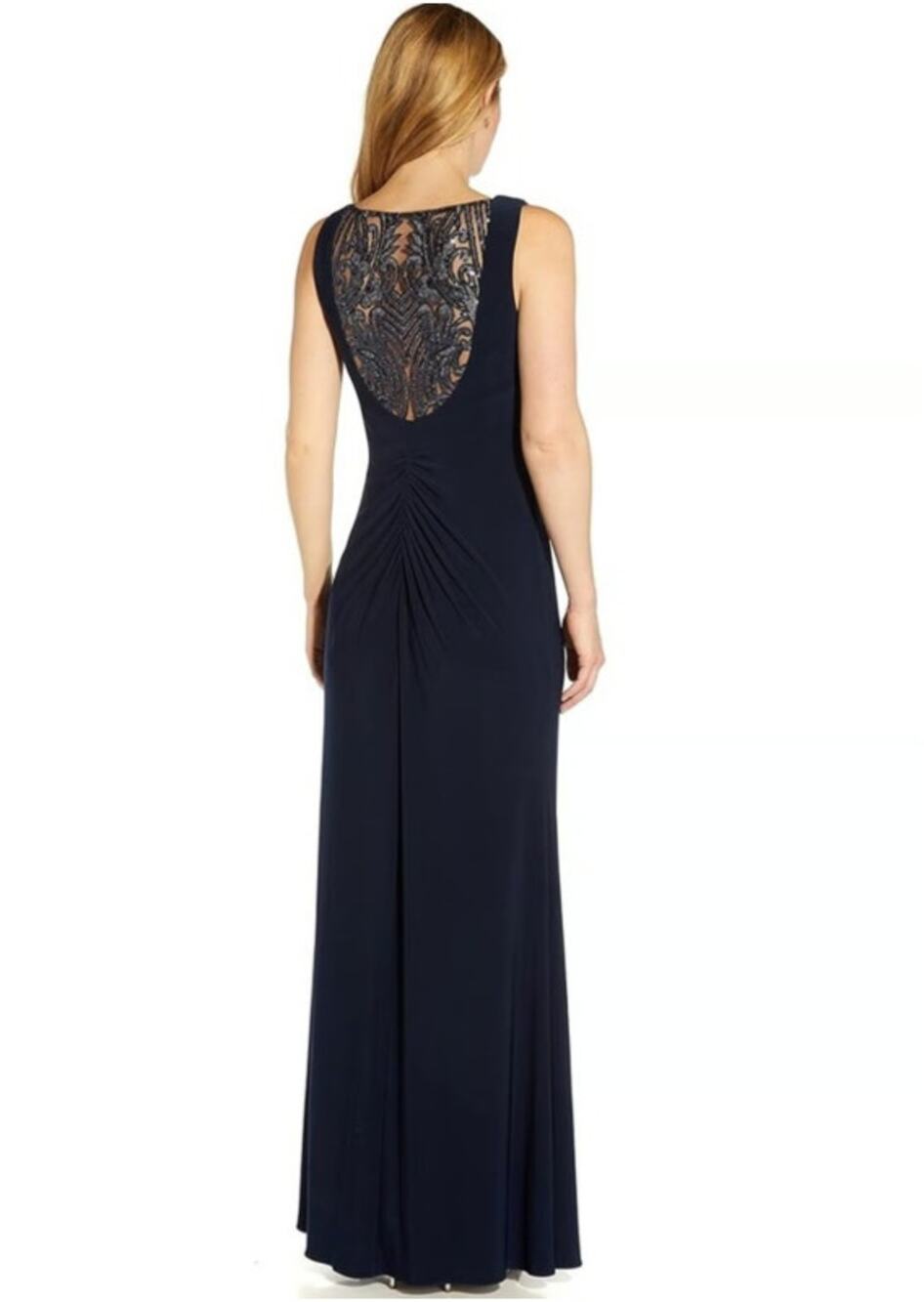 Adrianna Papell Sequin Jersey Gown Dress Black Evening Formal Women US 4 NEW NWT